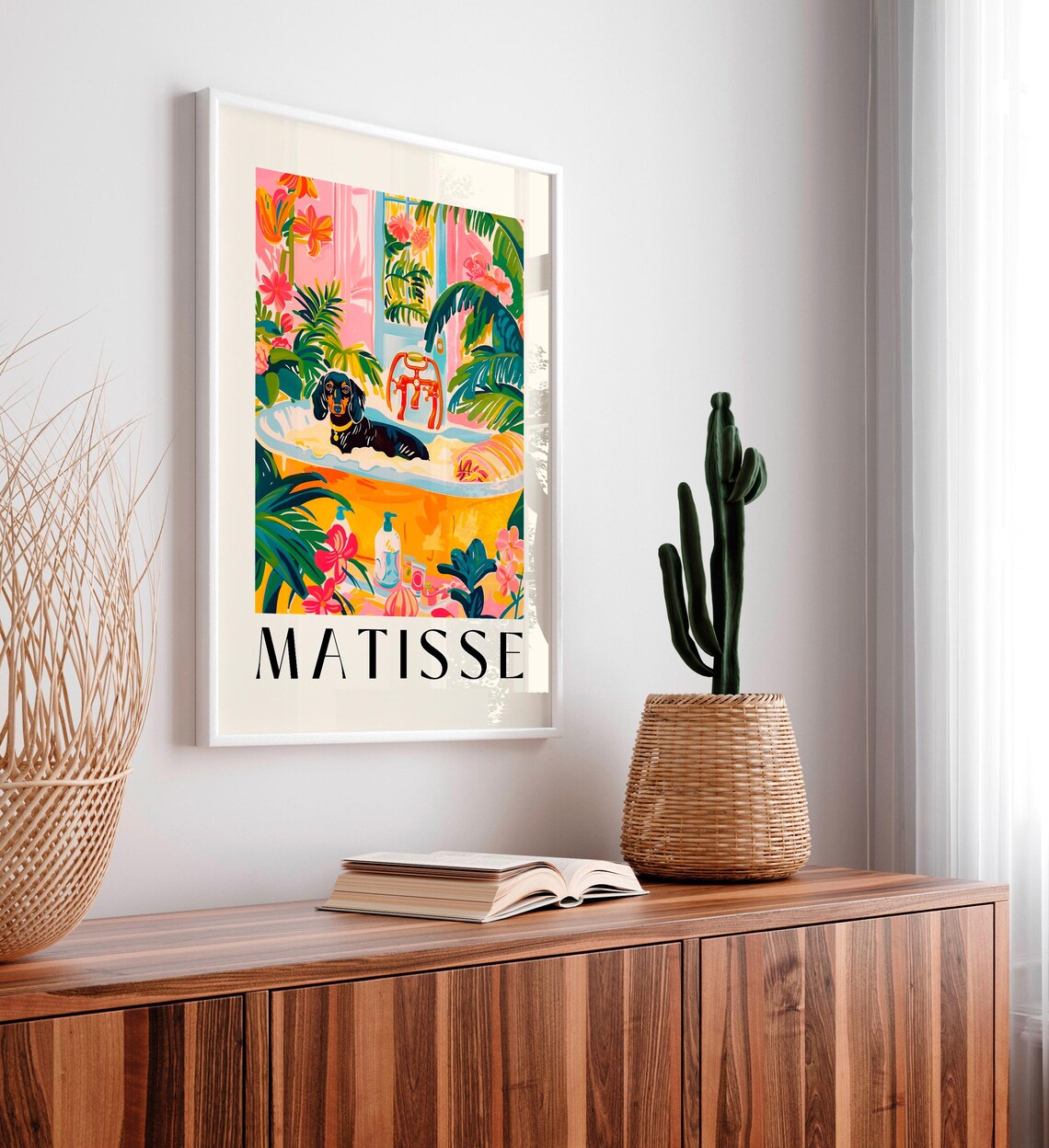 Black Dachshund In A Bathtub, Matisse-Inspired Art Print - Image 4