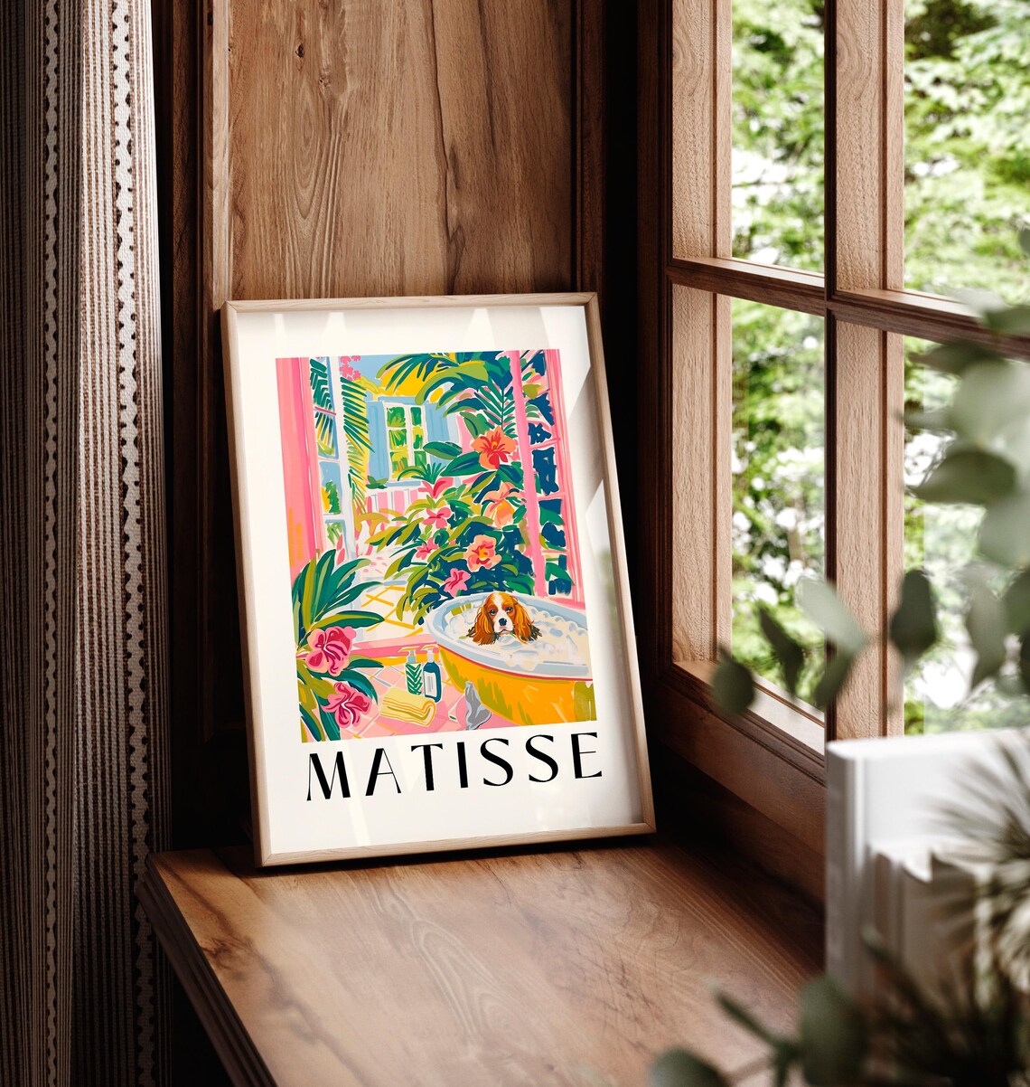 Cavalier King Charles Spaniel Bath Art Print, Matisse-Inspired - Image 5