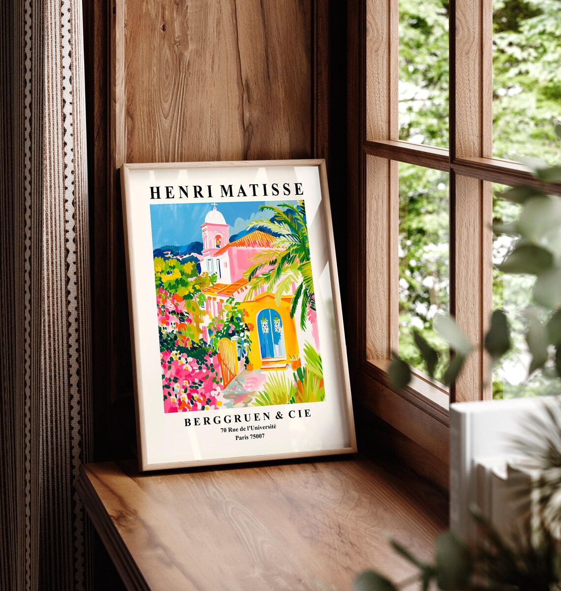 Henri Matisse Style Pink Church Bell Tower Tropical Garden Art Poster - Image 6