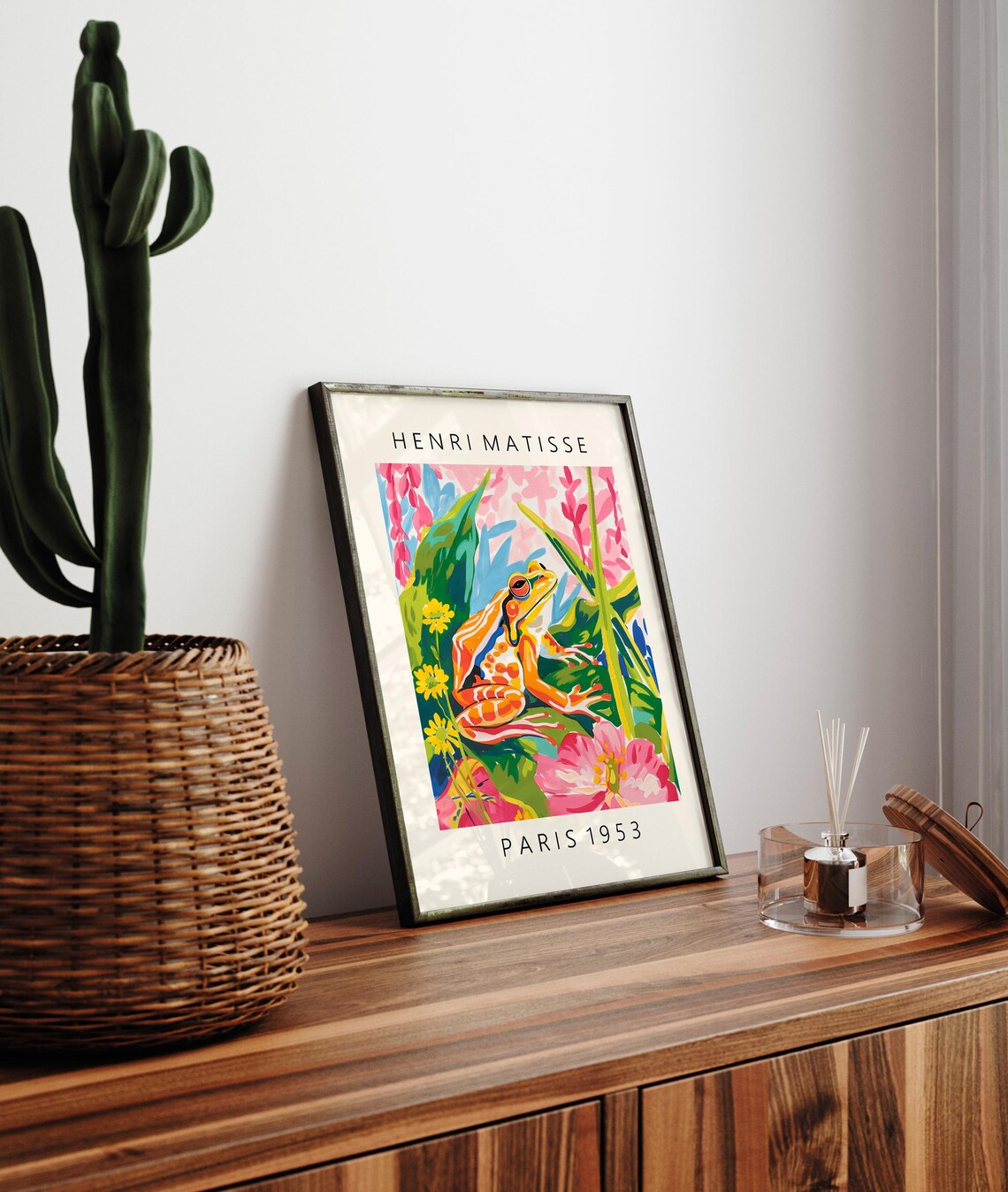Maximalist Wall Art Frog Poster Pink Tropical Decor Mid Century Modern Print Matisse Art - Image 4
