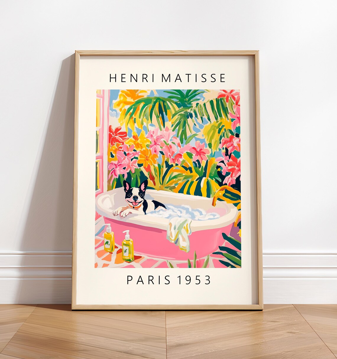French Bulldog Matisse-Inspired Bathroom Art Print