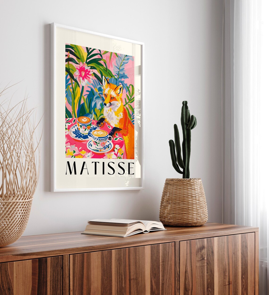 Fox Drinking Coffee, Matisse-Inspired Animal Art Print - Image 6