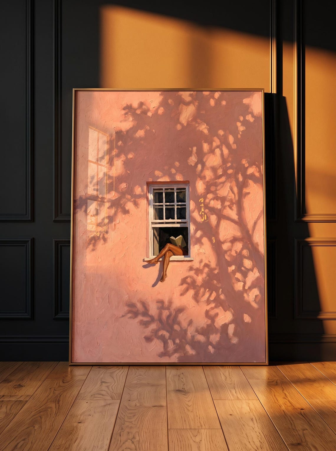 Blush Window Wall Art Pink Print Reading Black Girl Feminine Abstract Decor