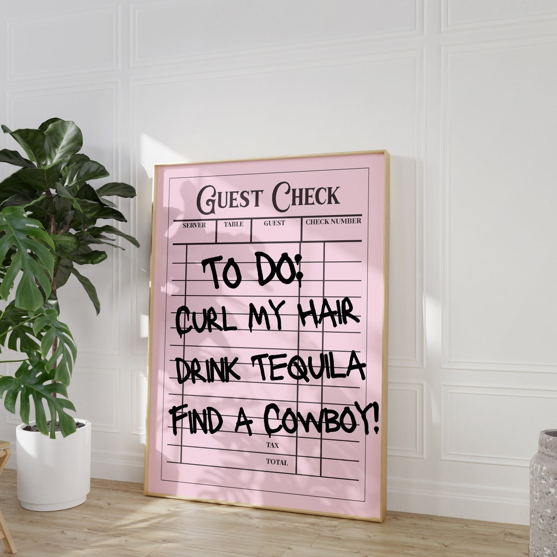 Trendy Guest Check Funny Tequila Cowgirl Funny Quote For College Dorm Aesthetic Poster Preppy Poster Apartment Bar Cart Decor Western Art - Image 2