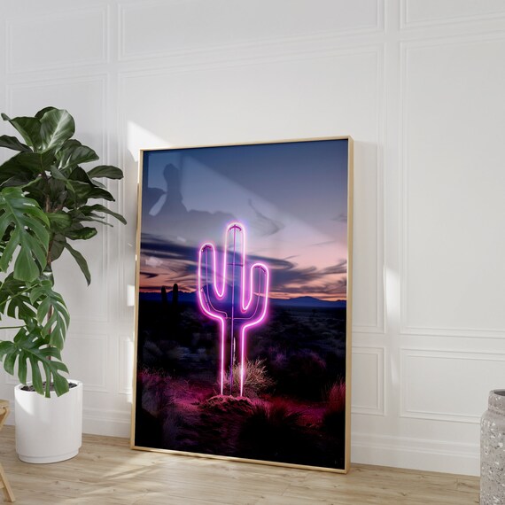 Neon Cowgirl Poster, Funky Dorm and Bar Decor
