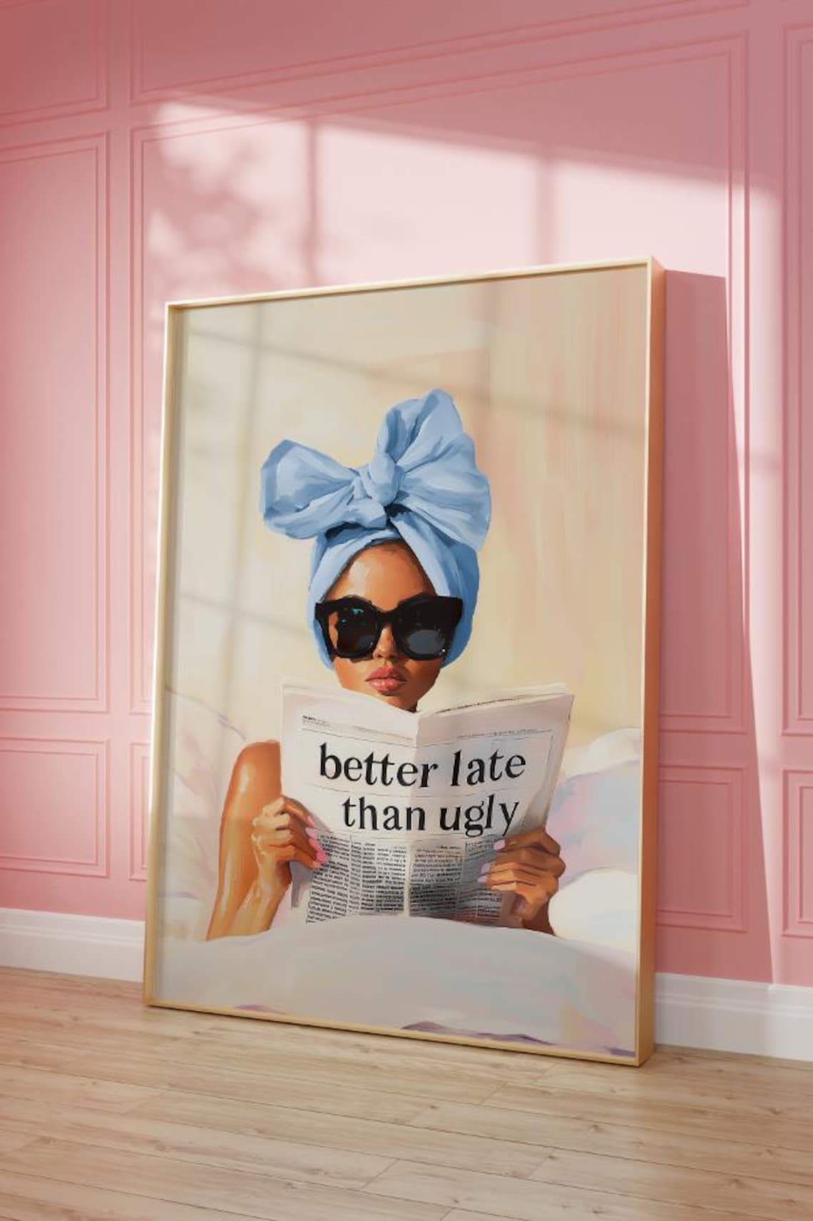 Vintage Newspaper Better Late Than Ugly Art Print