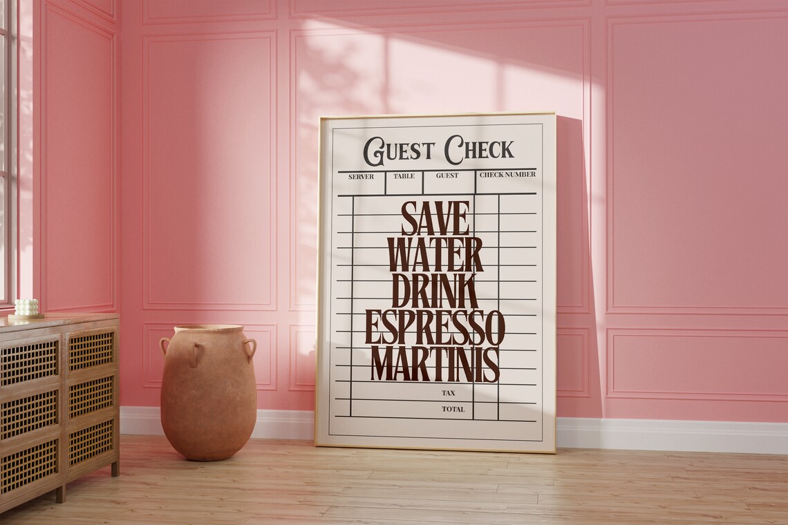 Guest Check Espresso Martini Quote Art Print - Image 2