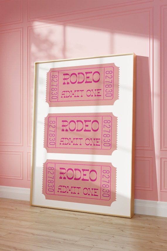 Pink Rodeo Admit One Triple Ticket Stubs Retro Western Poster