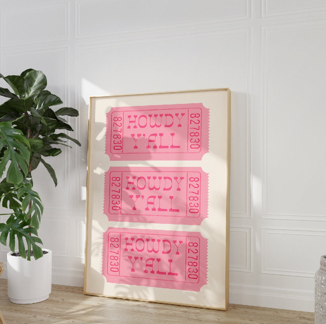 Pink Howdy Yall Ticket Trio Western Cowgirl Preppy Room Wall Poster - Image 2