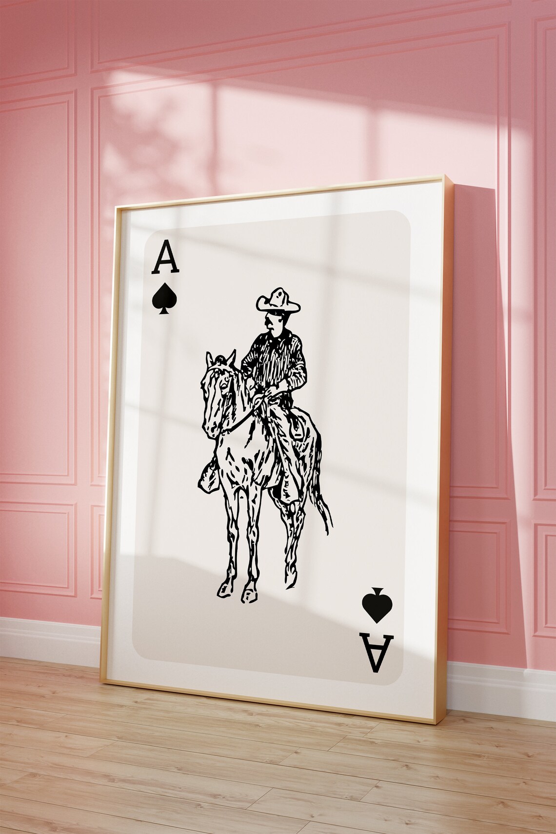 Ace of Spades Cowboy Horse Vintage Playing Card Poster Art Dorm - Image 2