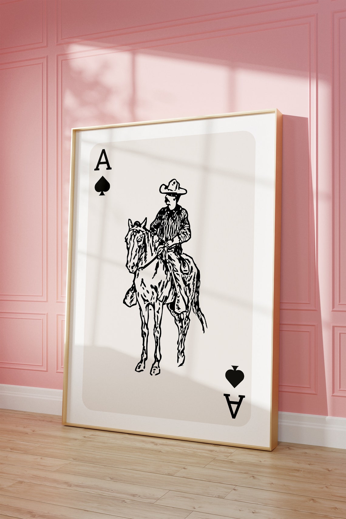 Cowboy Playing Card Vintage Cowboy Rodeo Cowboy Western Print Cowgirl Western Aesthetic Western Decor Preppy Pink Art - Image 2