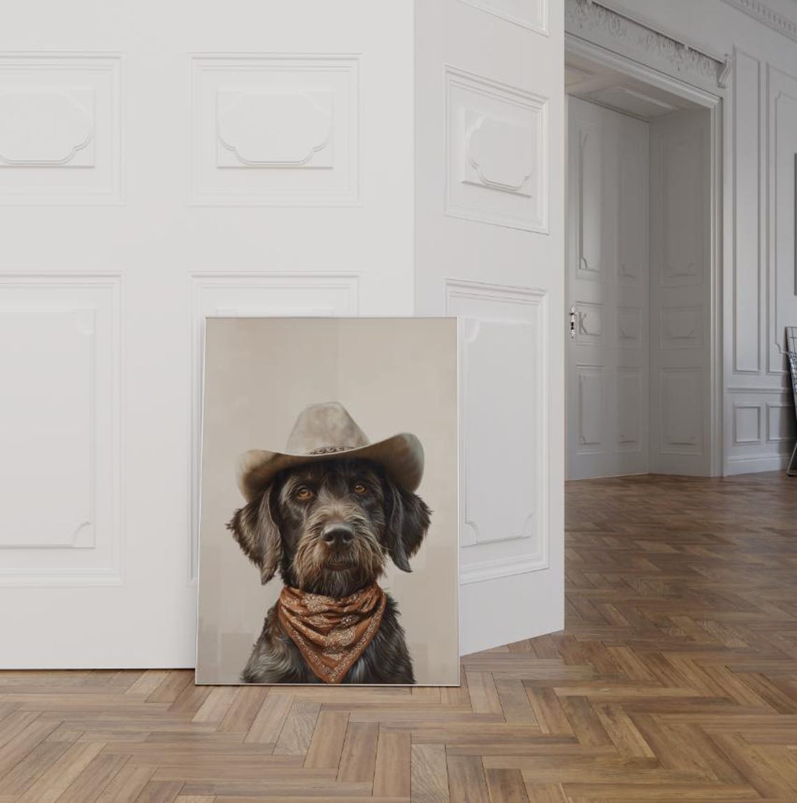 Cowboy German Wirehaired Pointer Hat Funny Western Dog Poster