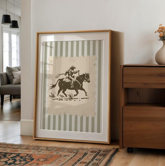 Vintage Cowboy Print Western Nursery Decor