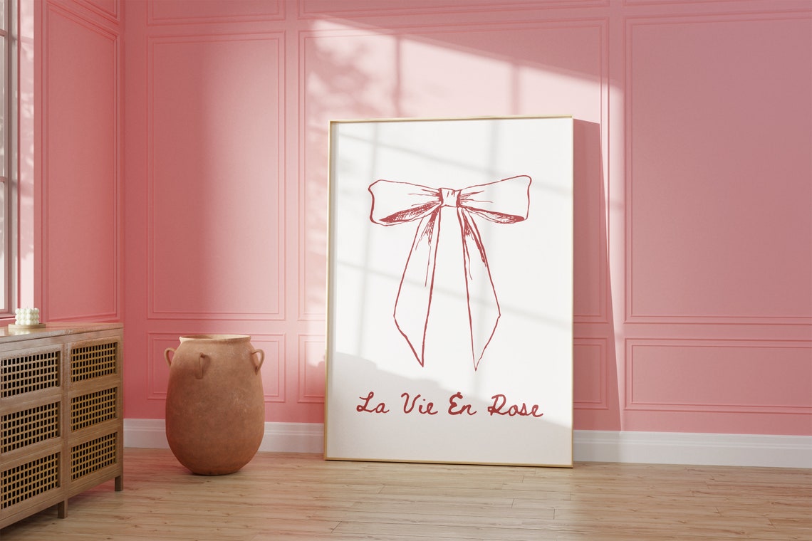 La Vie En Rose Red Bow Coquette Ribbon Romantic Poster for Dorms - Image 2