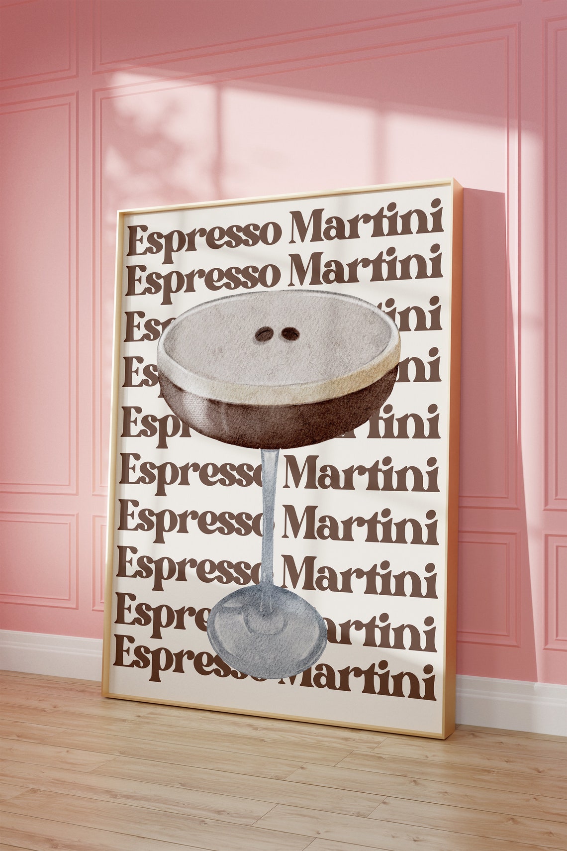 Espresso Martini Cocktail Retro Typography Bar Cart Decor Wall Poster