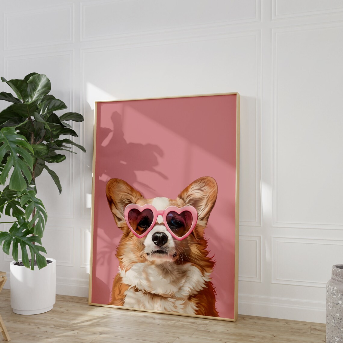 Pink Corgi Funky Preppy Art Print, Kids Room - Image 2