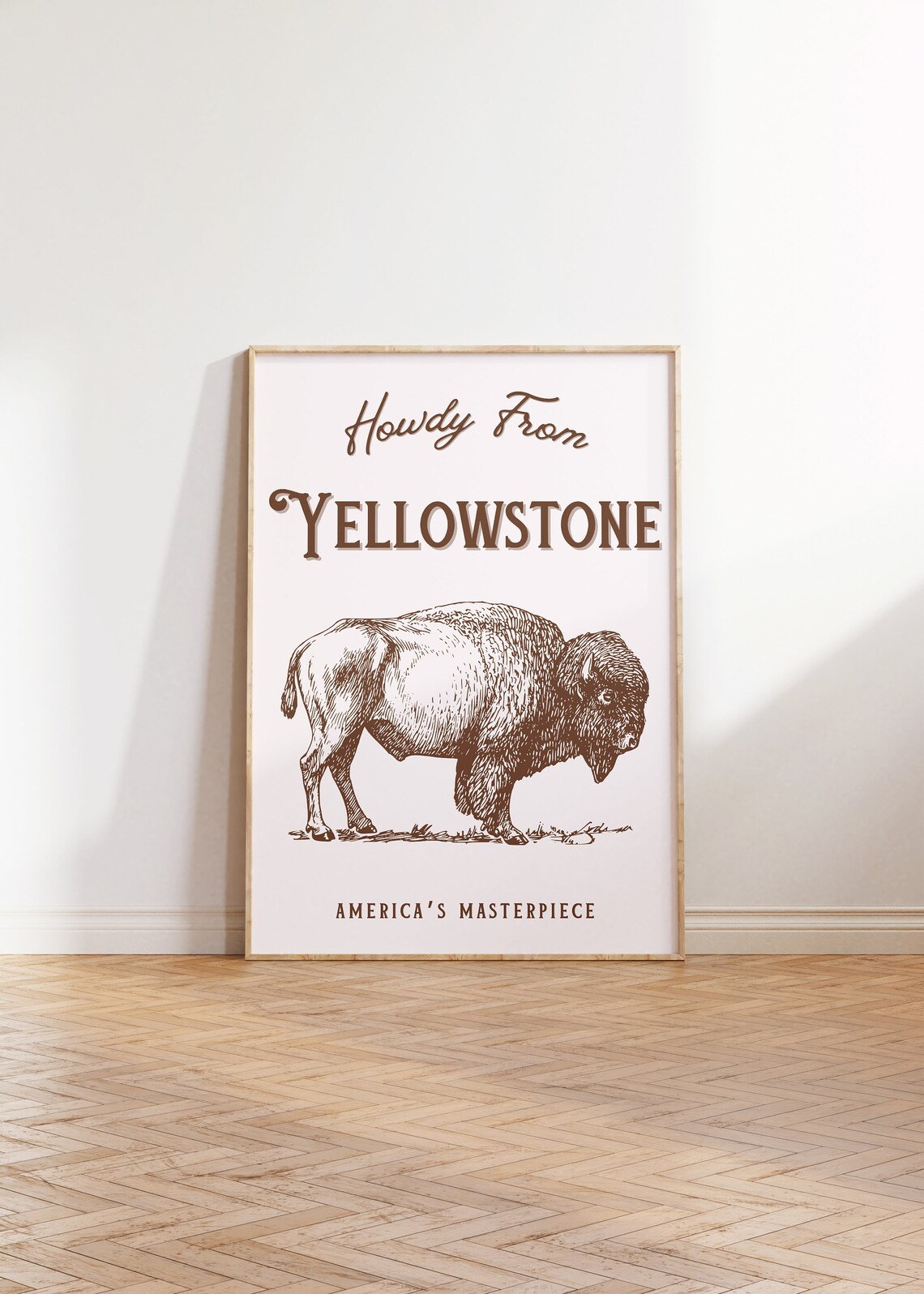 Howdy From Yellowstone Vintage Bison National Park Travel Poster - Image 2