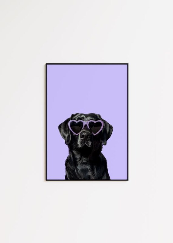 Purple Labrador Funky Dog Poster, Kids Room Decor