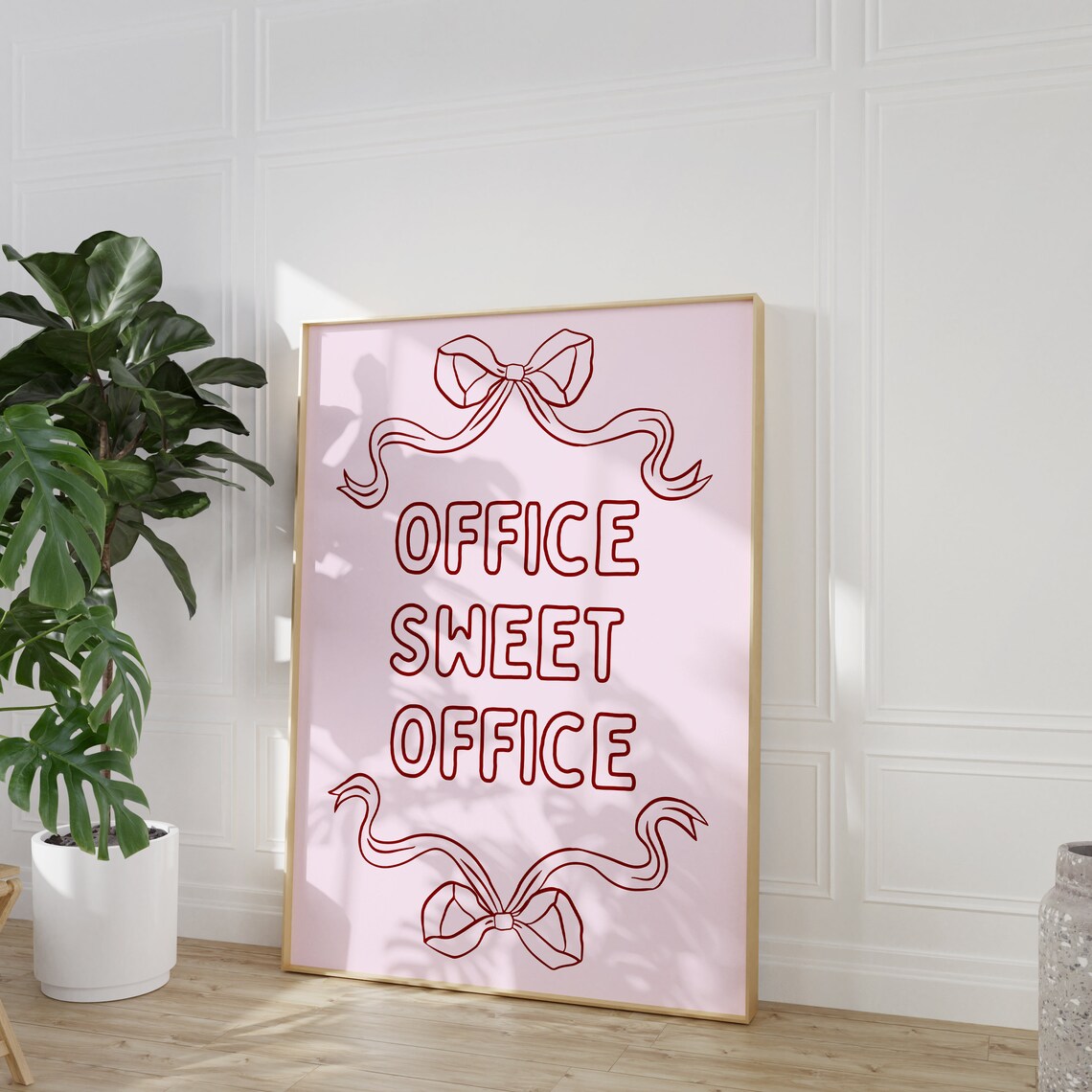Pink Bow Hair Ribbon, Preppy Office Art Print