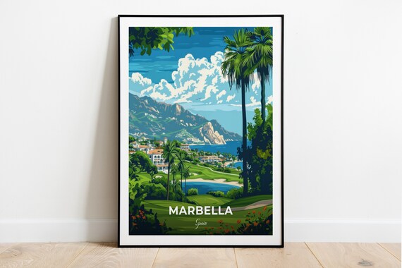 Marbella Travel Poster Marbella Club Golf Resort City Print Cityscape Artwork Birthday Wedding Gift Wall Art Location Print