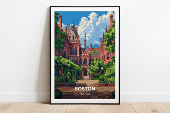 Boston Isabella Stewart Gardner Museum Courtyard Travel Scene Poster
