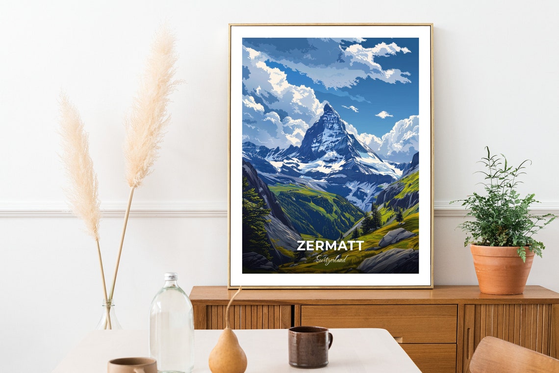 Zermatt Switzerland Matterhorn Mountain Peak Alpine Travel Poster - Image 2