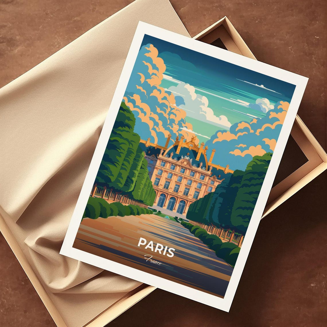 Paris France Grand Palace Formal Gardens Classical Travel Poster - Image 4