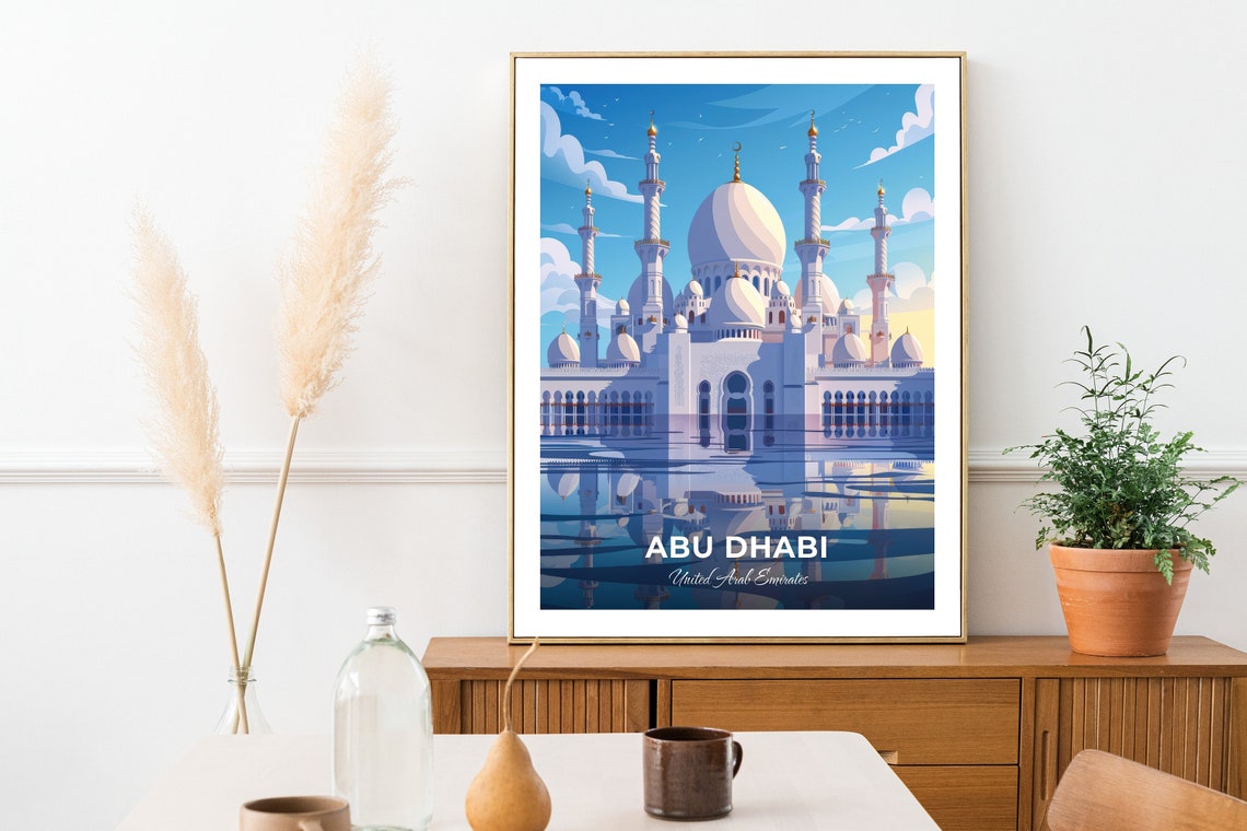 Abu Dhabi UAE Sheikh Zayed Grand Mosque White Domes At Dawn Poster - Image 2