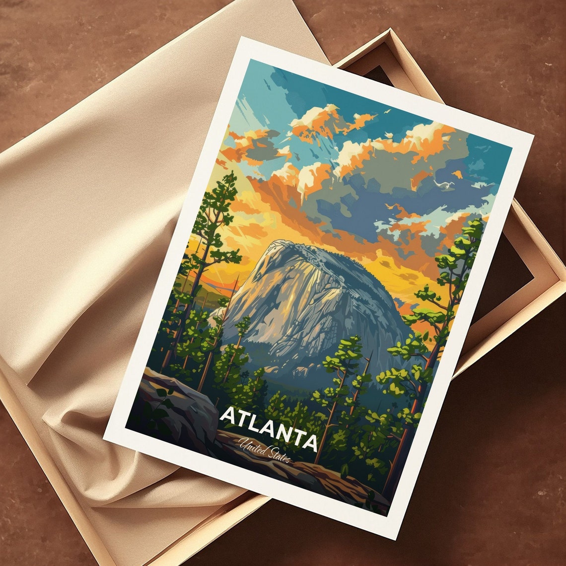Atlanta Georgia Travel Poster Stone Mountain Sunset Park Artwork - Image 3