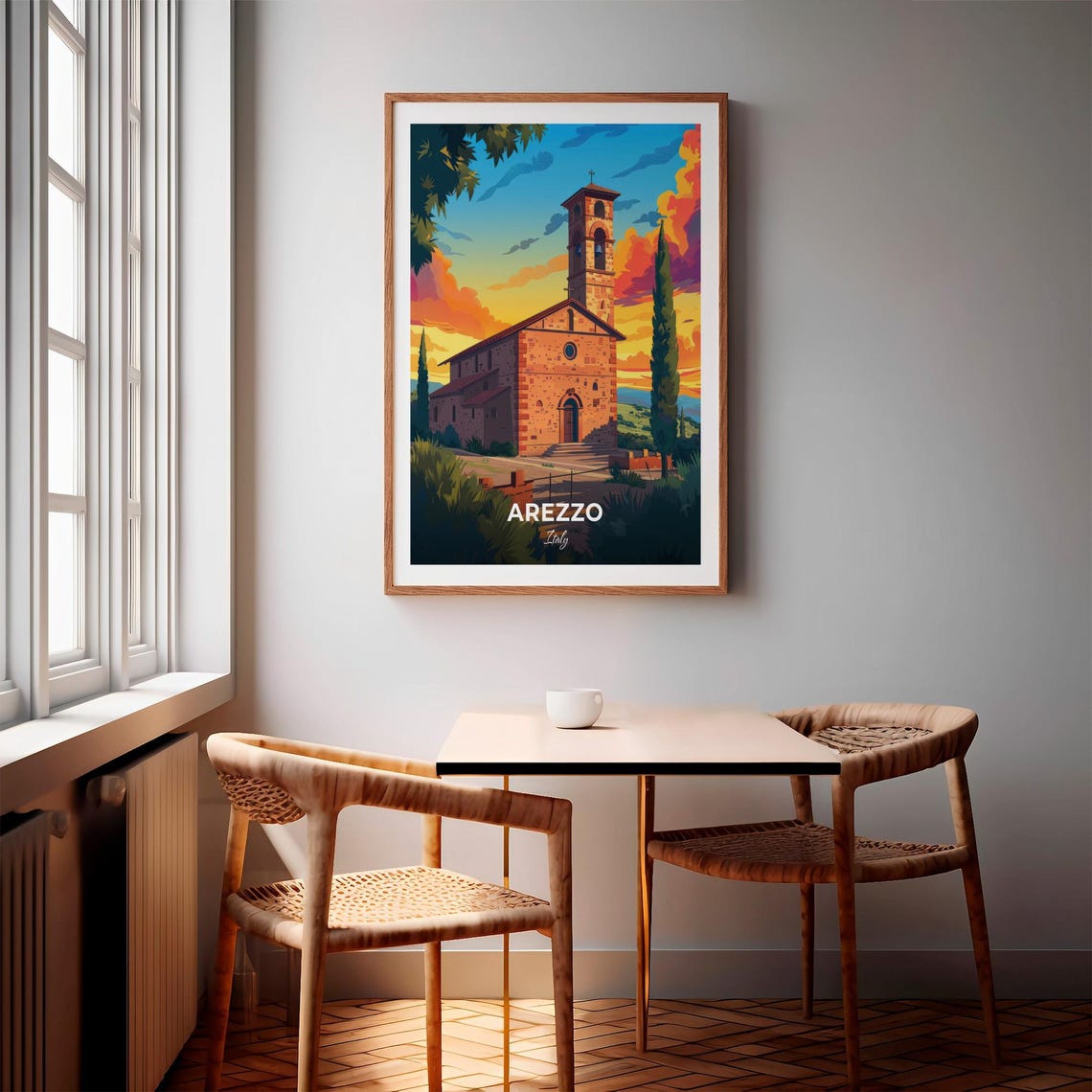 Arezzo Travel Poster Church Of Santa Maria Della Pieve City Print Cityscape Artwork Birthday Wedding Gift Wall Art Location Print - Image 3