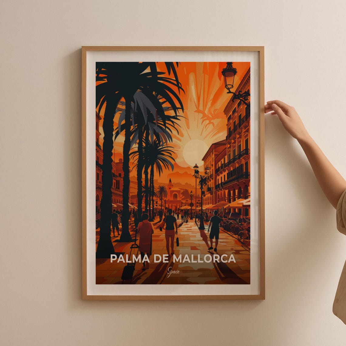 Palma de Mallorca Spain Island Palm Boulevard Sunset Travel Poster - Image 2