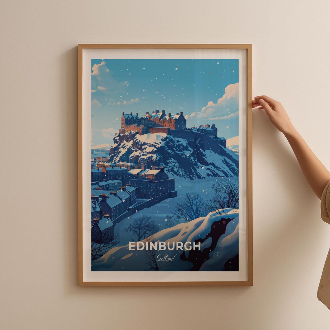 Edinburgh Castle Scotland Snowy Rock Fortress Winter Travel Poster - Image 2