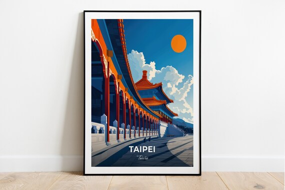 Taipei Chiang Kai Shek Memorial Hall Cityscape Travel Poster