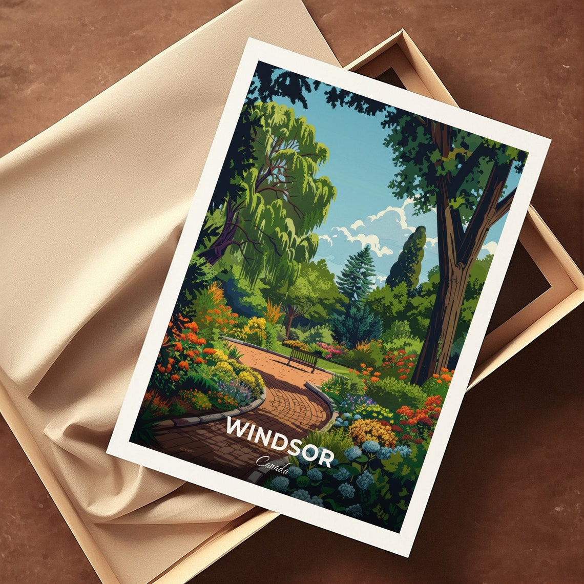 Windsor Canada Dieppe Gardens Blooming Garden Path Travel Poster - Image 3