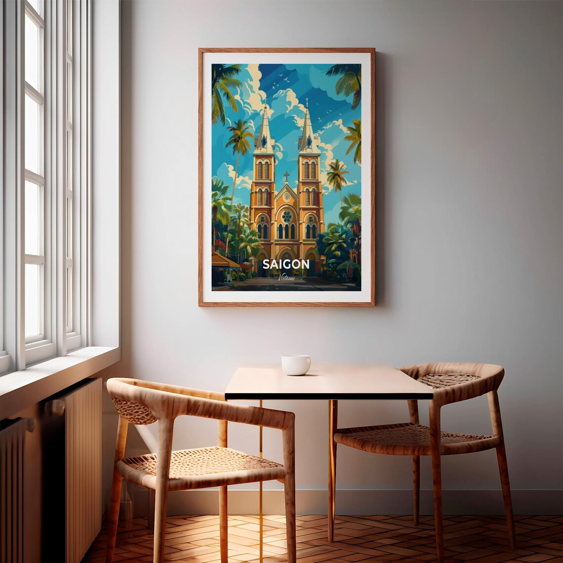 Saigon Notre Dame Basilica Vietnam Vintage City Travel Poster - Image 3