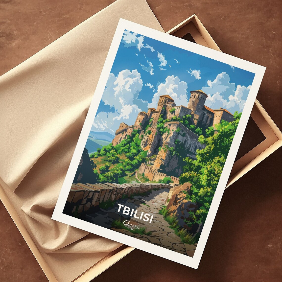 Tbilisi Georgia Narikala Fortress Ancient Citadel Stone Path Travel Poster - Image 3