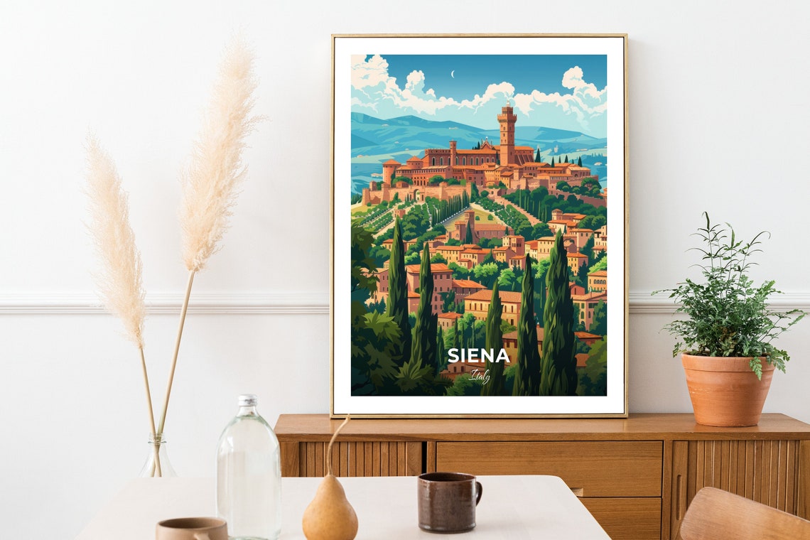 Siena Medicean Fortress Tower Cypress Trees Tuscany Italy Poster - Image 2