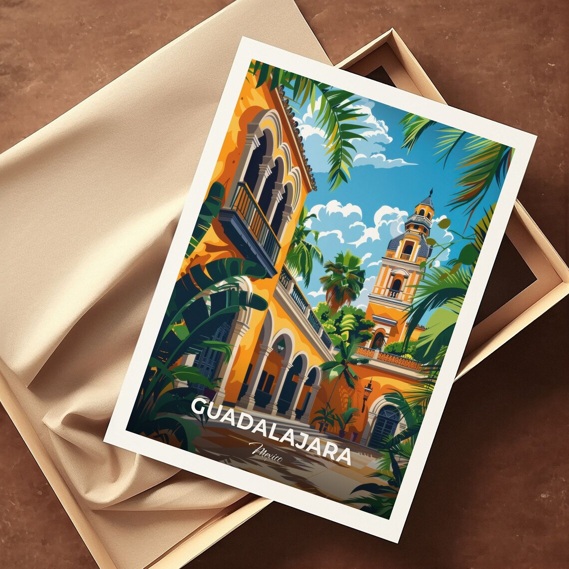 Guadalajara Mexico Hospicio Cabanas Travel Poster Colonial Courtyard Art - Image 3