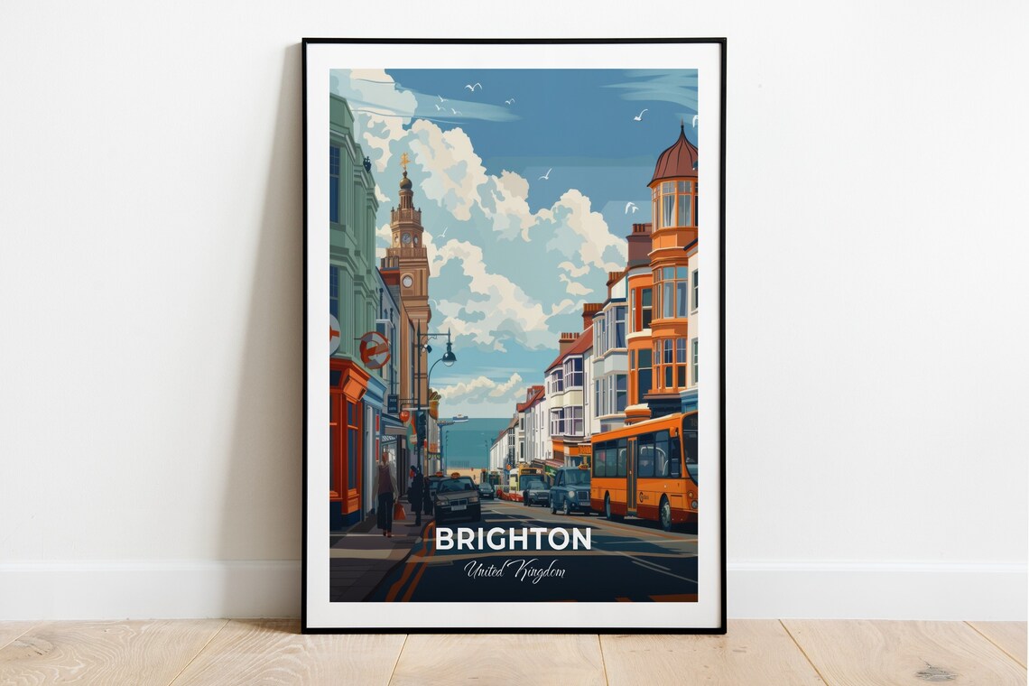 Brighton United Kingdom The Lanes Street Scene Sea View Sunny Poster