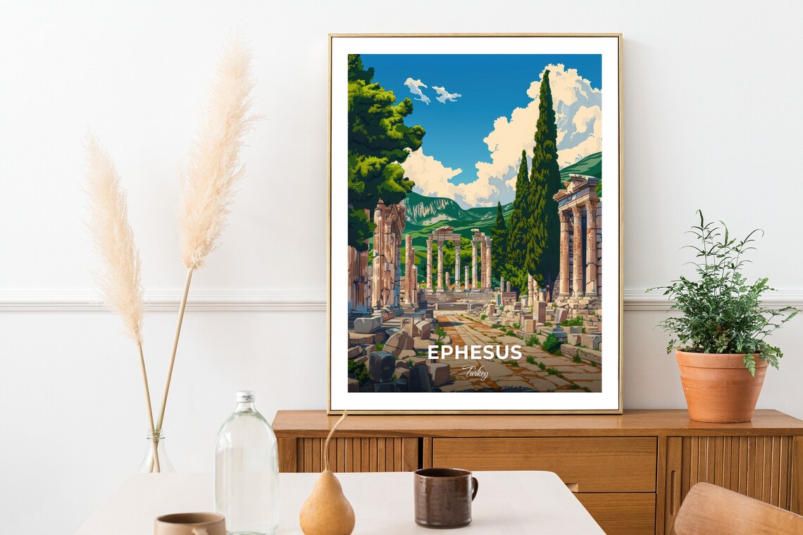 Ephesus Turkey Colonnaded Street Ancient Ruins Travel Poster - Image 2