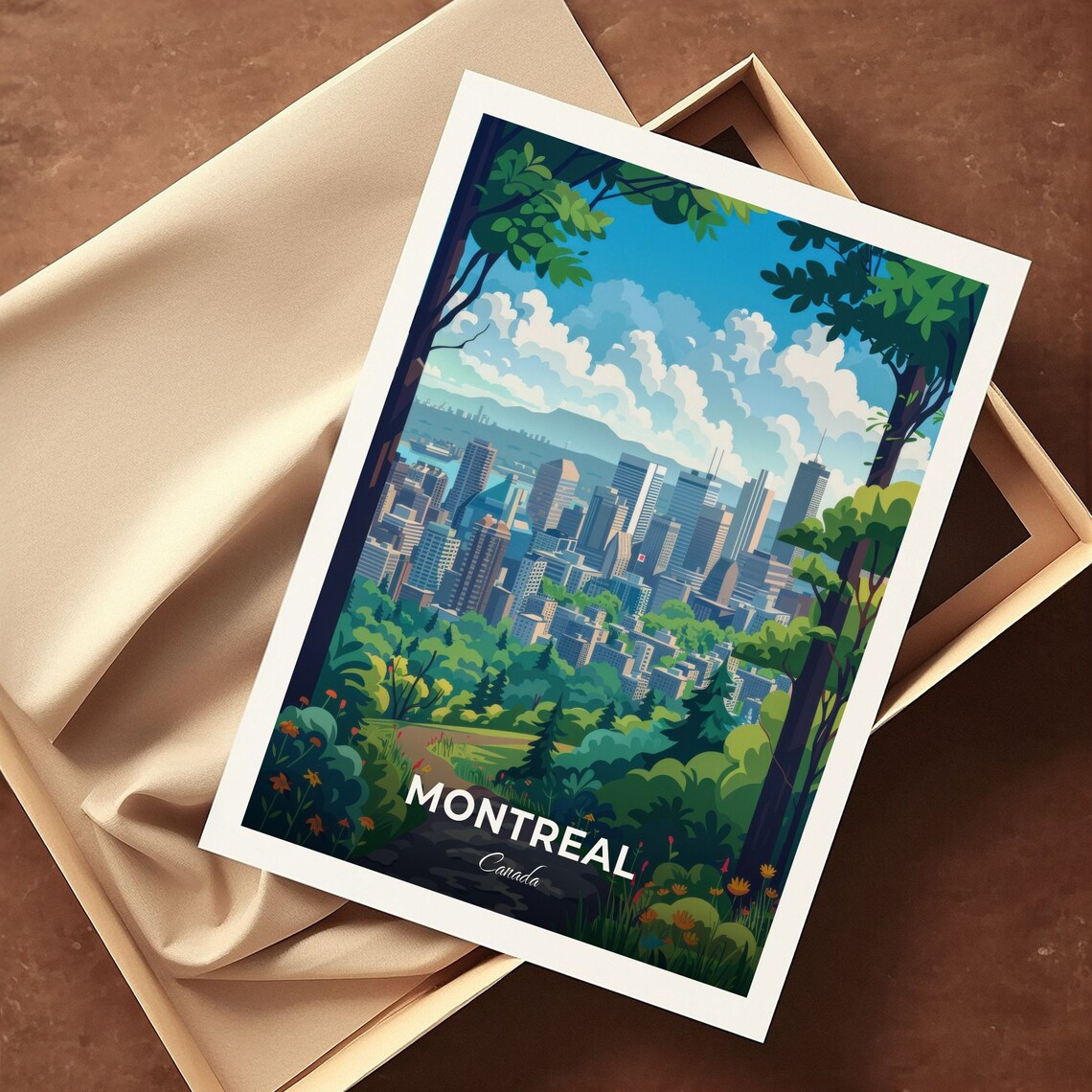 Montreal Canada Mount Royal Skyline View Green Travel Poster - Image 3