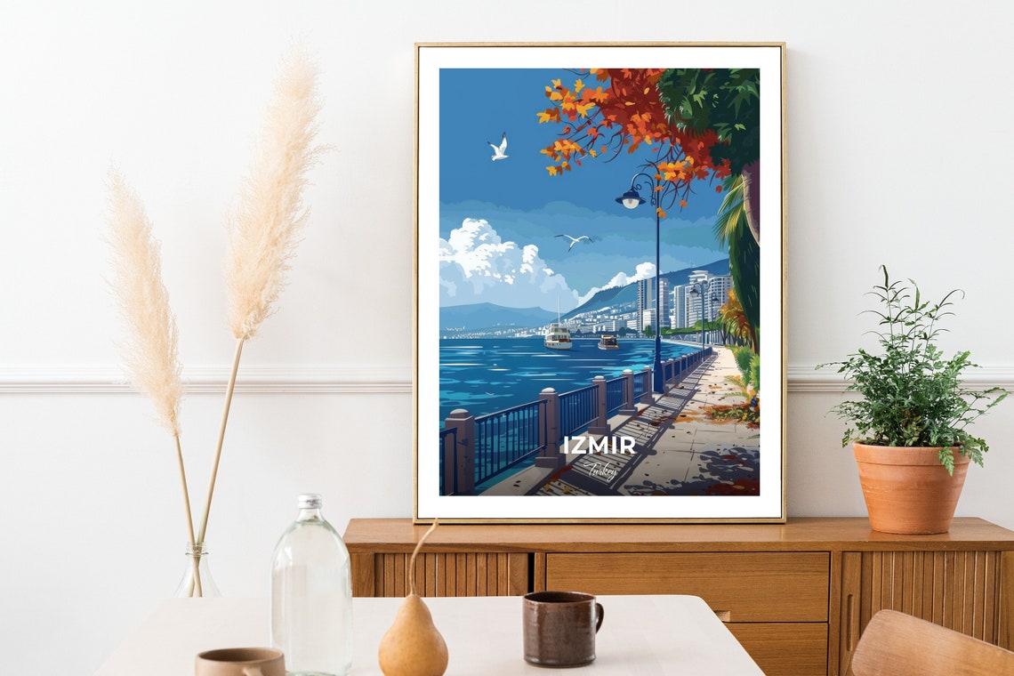 Izmir Turkey Kordon Waterfront Promenade Travel Poster Seaside Art - Image 2