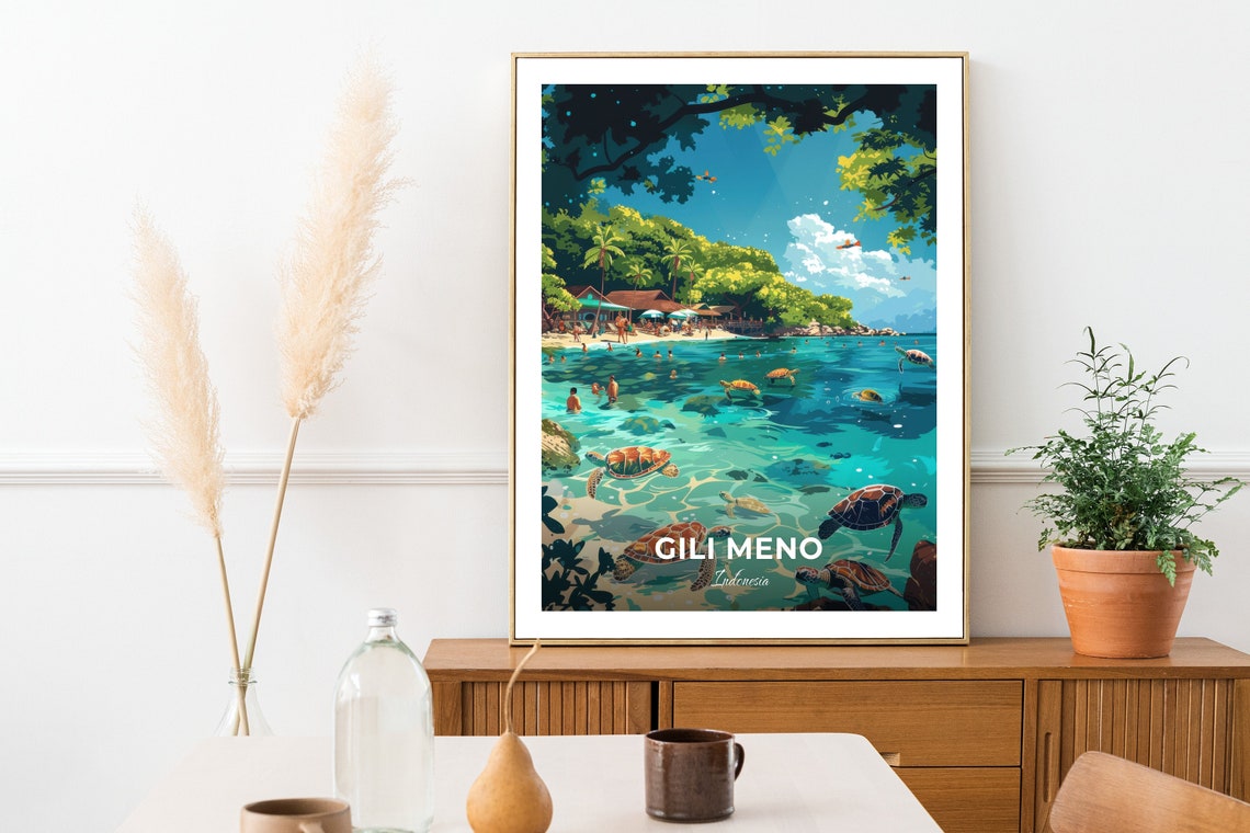 Gili Meno Indonesia Turtle Sanctuary Snorkeling Sea Turtles Poster - Image 3