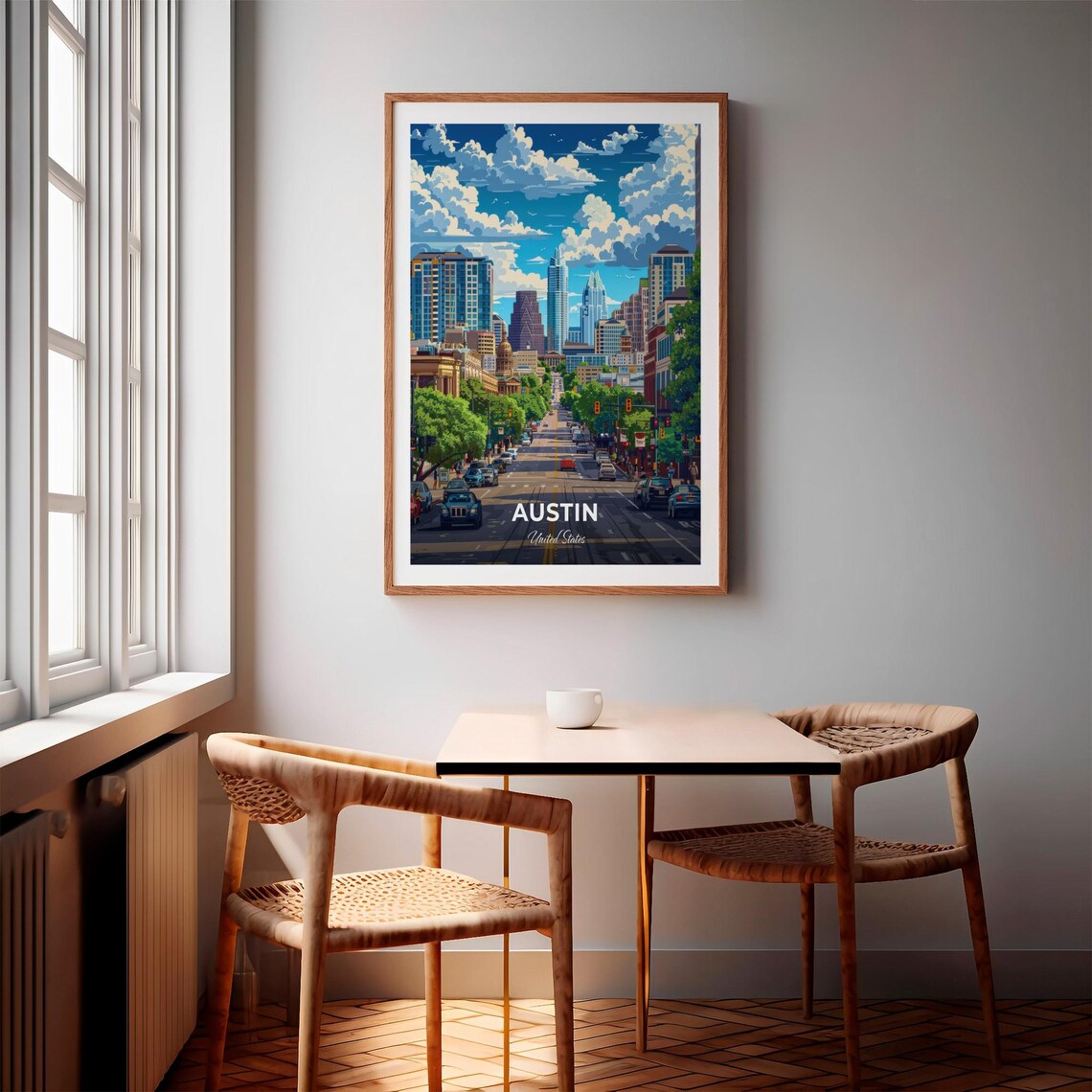 Austin Texas South Congress Avenue Skyline Vintage Travel Poster - Image 3
