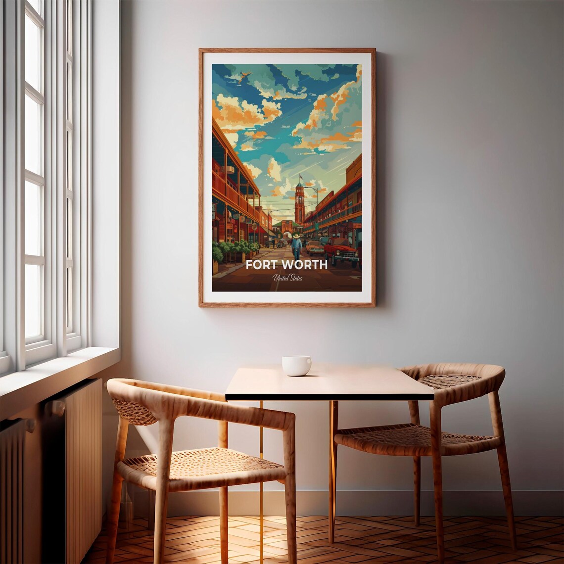 Fort Worth Texas Stockyards Western Street Vintage Travel Poster - Image 3