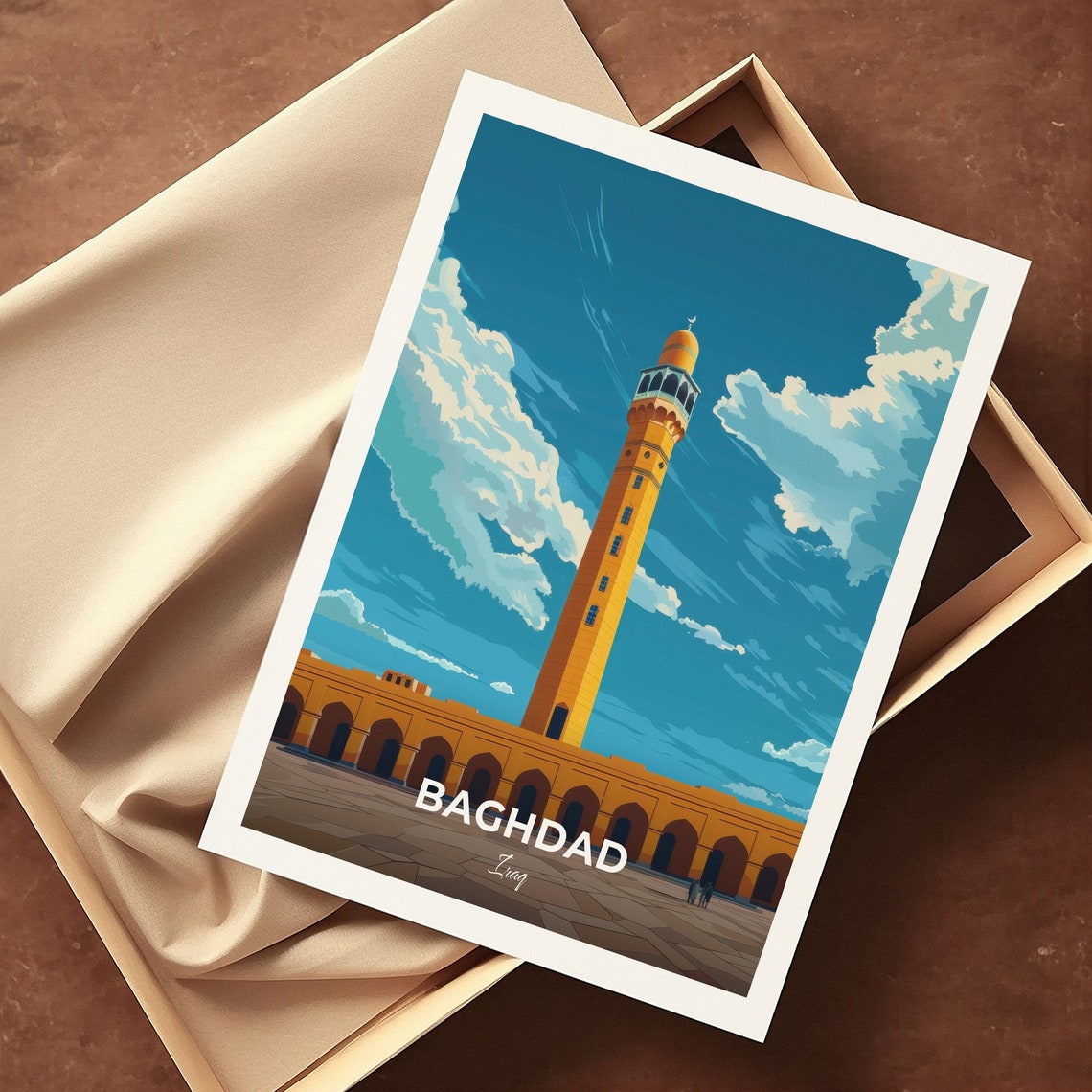 Baghdad Golden Tower Arched Arcade Daytime Travel Scene Poster - Image 3