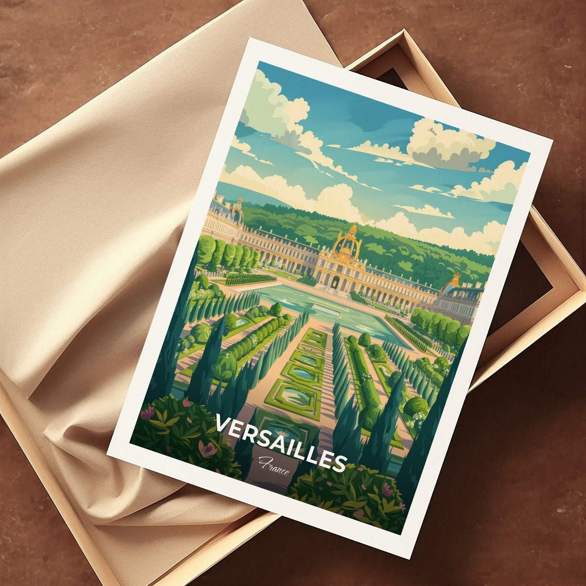Versailles Gardens Palace Facade Parterre Vista Travel Scene Poster - Image 3