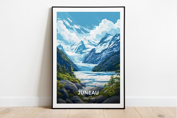 Juneau Alaska Mendenhall Glacier Icy Valley Peaks Scene Poster