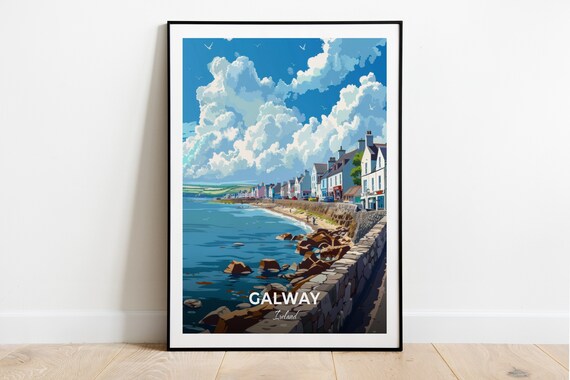 Galway Salthill Promenade Seafront Walk Coastal Travel Poster