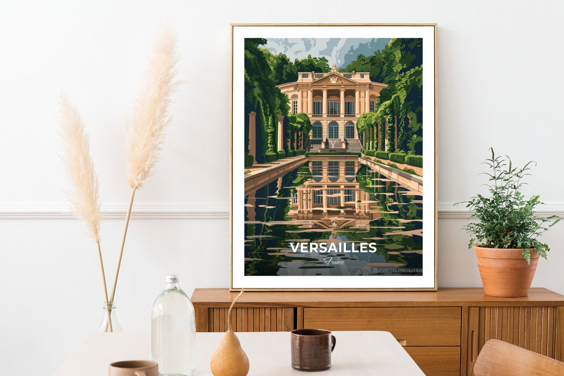 Versailles Petit Trianon Reflecting Pool Chateau Travel Scene Poster - Image 2